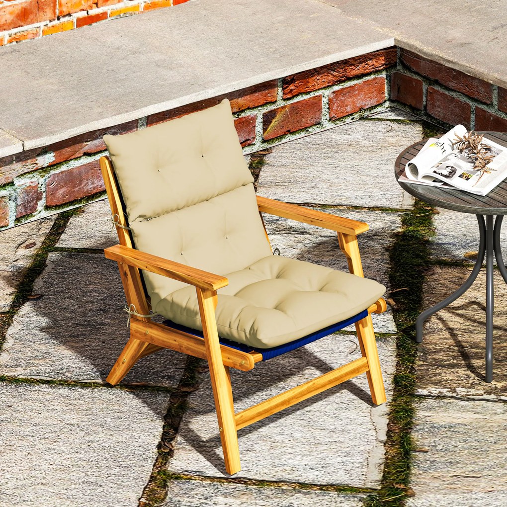 Outsunny Poduszka na Siedzisko, Gruba Poduszka Polstrowana do Mebli, z Oparciem, na Krzesło Huśtawkowe, Do Użycia Wewnątrz i na Zewnątrz, Beżowa