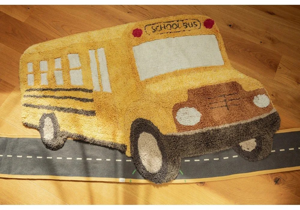Bawełniany dywan dziecięcy odpowiedni do prania/tkany ręcznie w kolorze ochry 90x130 cm School Bus – Lorena Canals