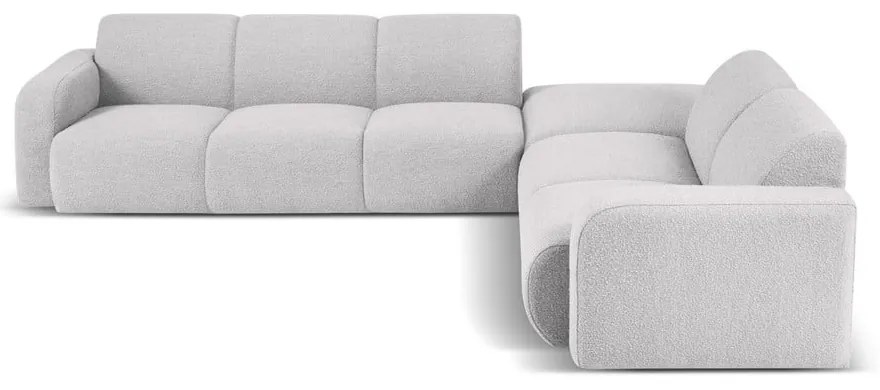 Jasnoszary narożnik z materiału bouclé (prawostronny) Molino – Micadoni Home