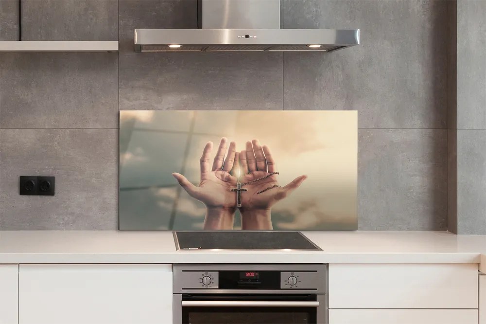 Szklany Panel Ręce Wzniesione ku Niebu