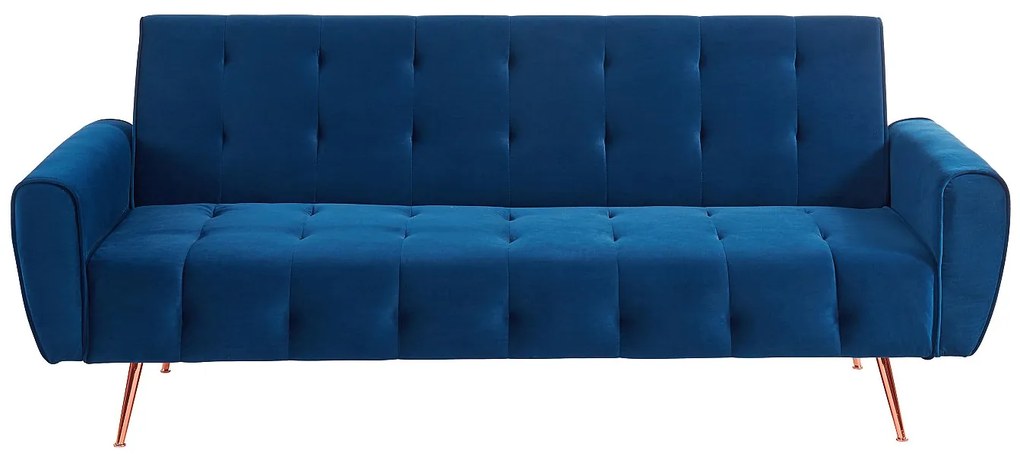 3-osobowa kanapa z funkcją spania rozkładana z weluru POLANI - Kolor granatowy
