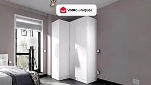 Szafa narożna 3-drzwiowa - szer. 132 cm - Biały - LISTOWEL