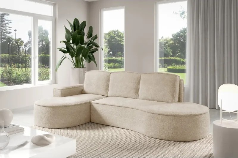 Narożnik MOLLY Lewostronny z funkcją spania, wolnostojący tkanina ABRIAMO 03 Beżowy