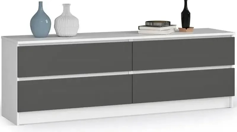 Komoda nowoczesna z gładkim biały frontem + grafit M3-R71