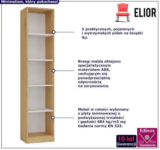 Nowoczesny wąski regał W7-E02