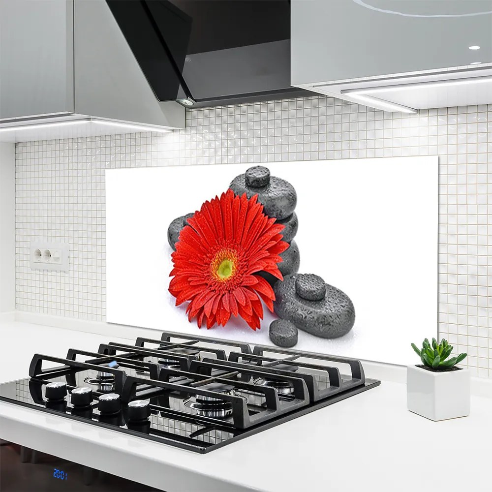 Panel Szklany Wyrazista Czerwona Gerbera