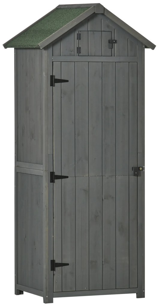Outsunny Szafka Ogrodowa 77cm z Półkami z Drewna Szary+Zielony | Aosom PL
