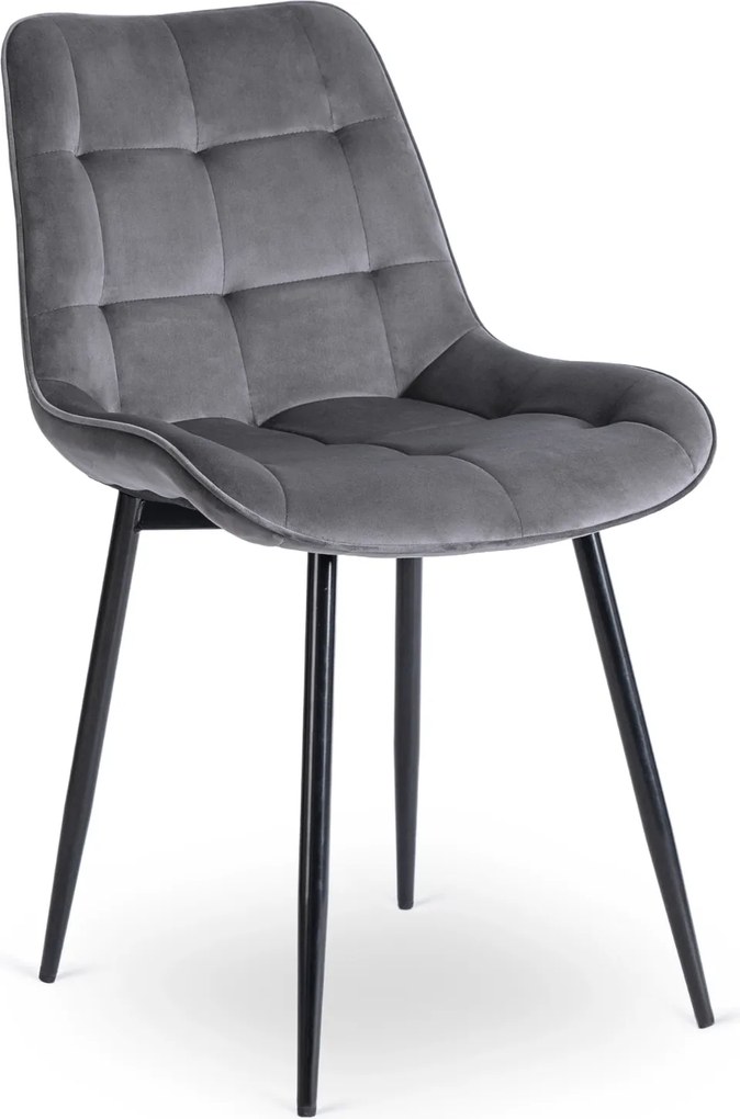 Zestaw Stół Okrągły Rozkładany HARRY 102-142 cm Dąb Artisan/Czarny i 6 Krzeseł Tapicerowanych CHRIS Szarych Nowoczesnych