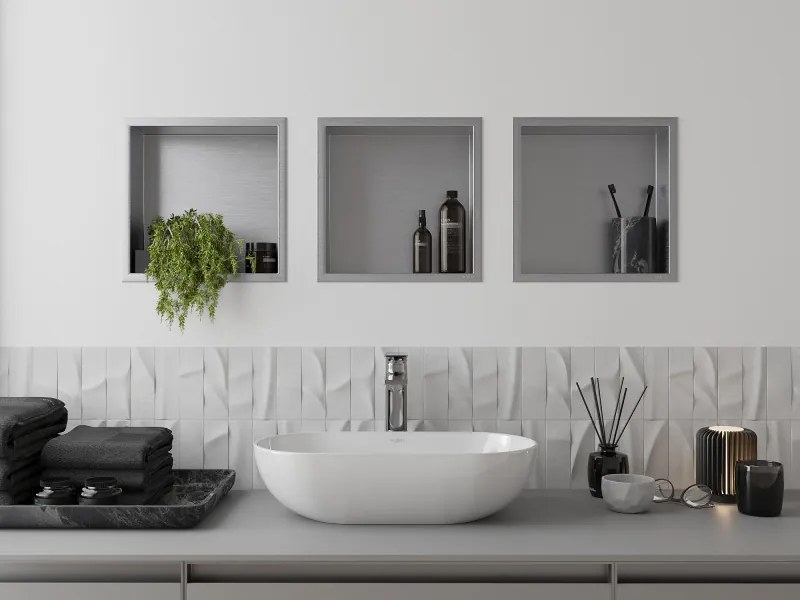 Mexen X-Wall-R półka wnękowa z kołnierzem 30 x 30 cm, inox - 1910303010