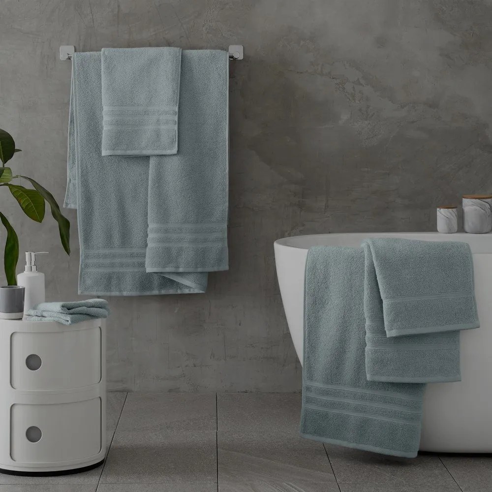 Szarozielony bawełniany ręcznik kąpielowy frotte 70x120 cm Zero Twist – Catherine Lansfield