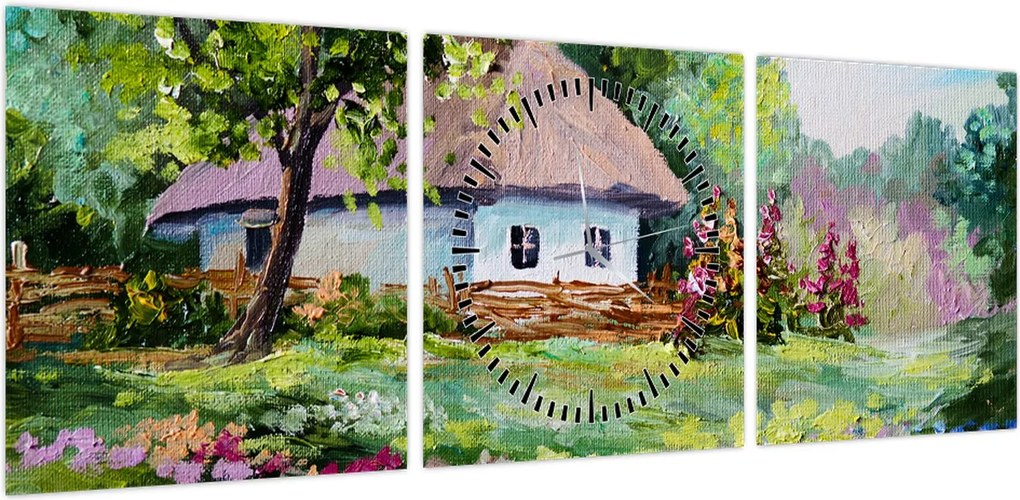 Obraz - Domek (z zegarem) (90x30 cm)
