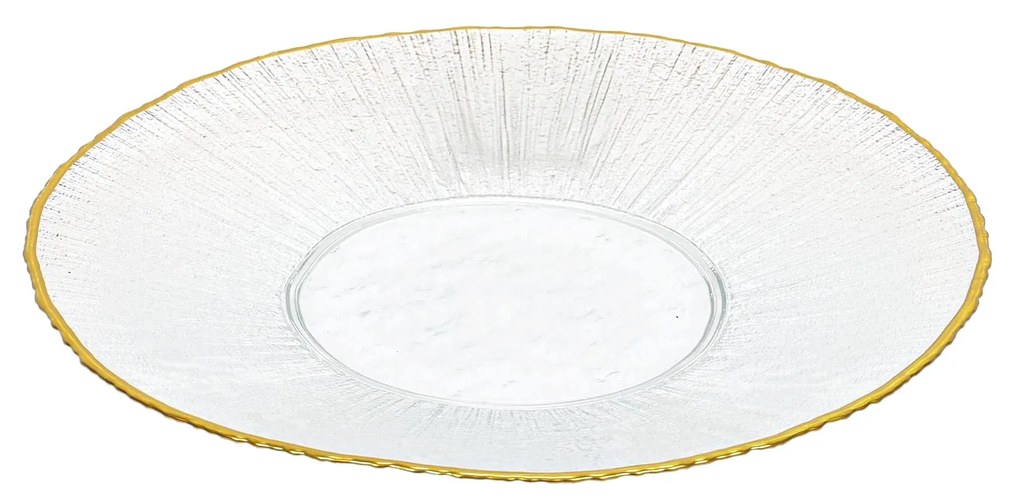 Szklany talerz płaski ze złotą obwódką DATURA, 28 cm