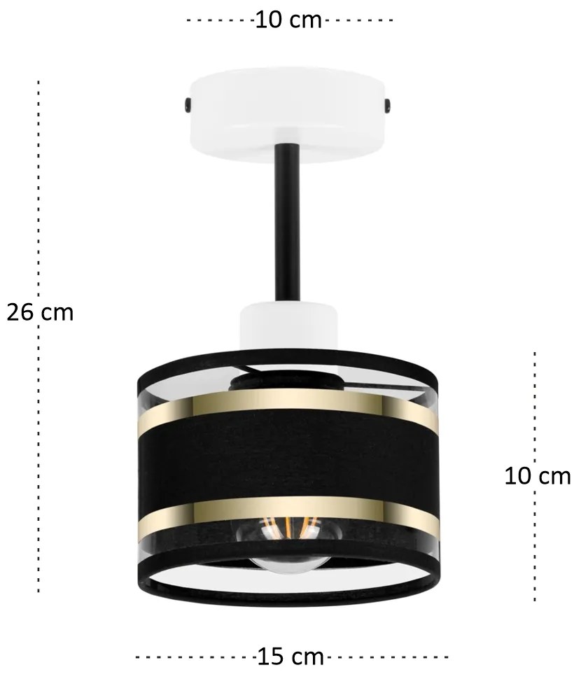 Lampa sufitowa biała jednopunktowy spot z czarnym abażurem T-1010WE-SC