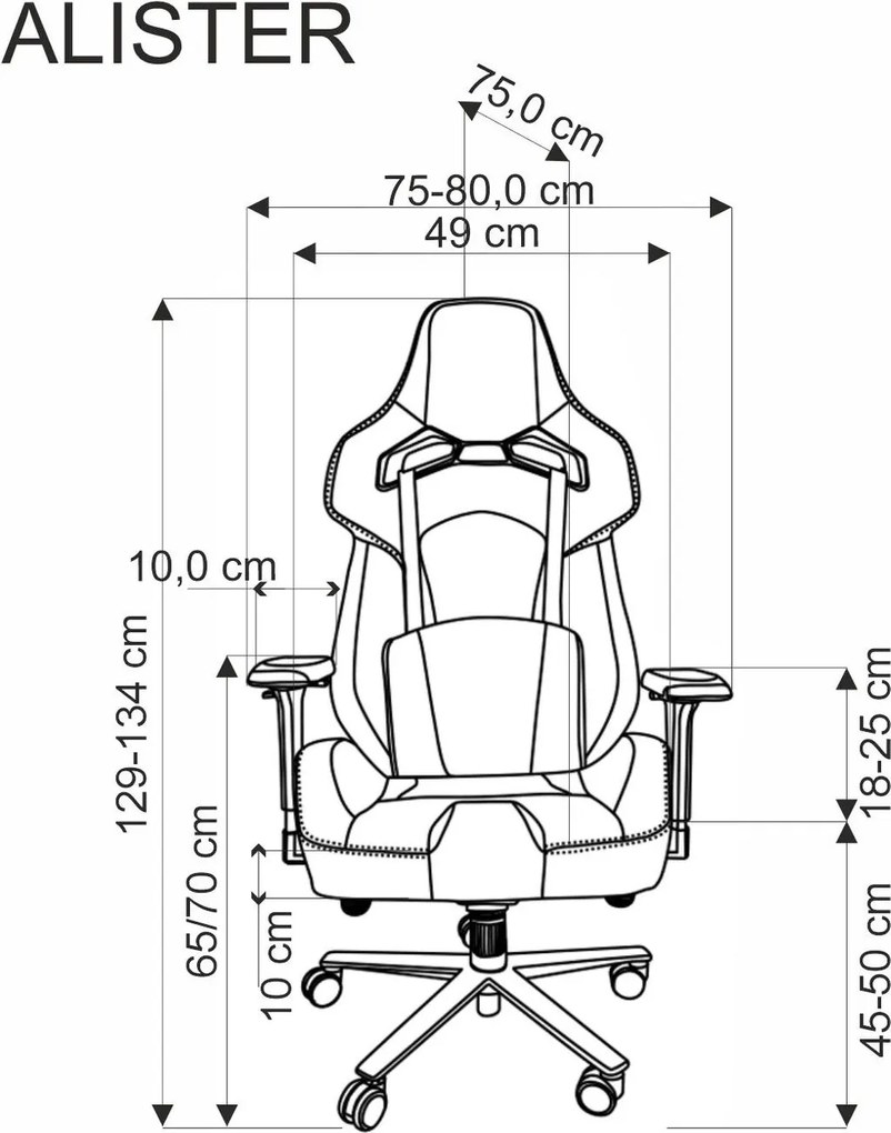 Fotel gamingowy z regulacjami Alister Halmar