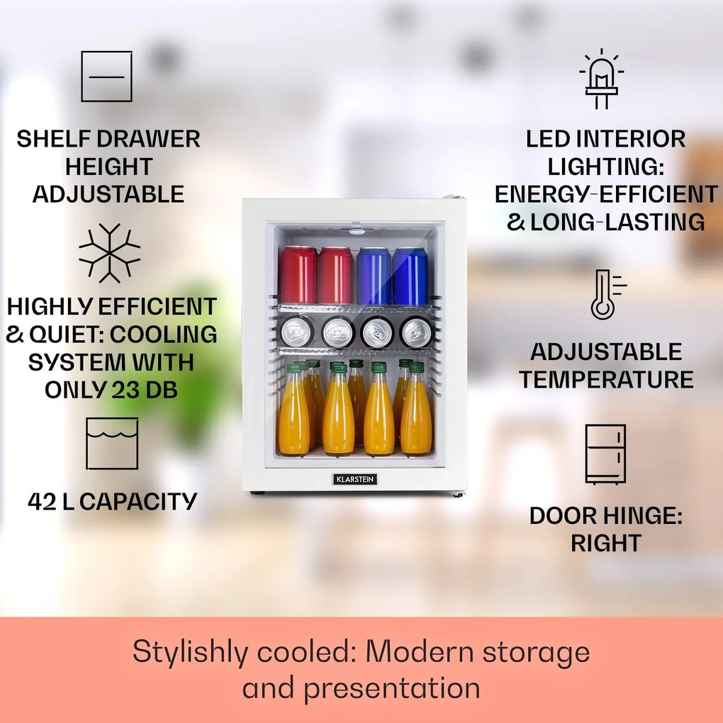 Klarstein Brooklyn 55cm 42L Lodówka na Napoje Biały