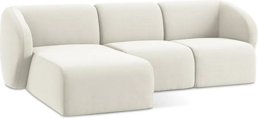 Beżowy aksamitny narożnik (lewostronny/z szezlongiem) Lani – Makamii