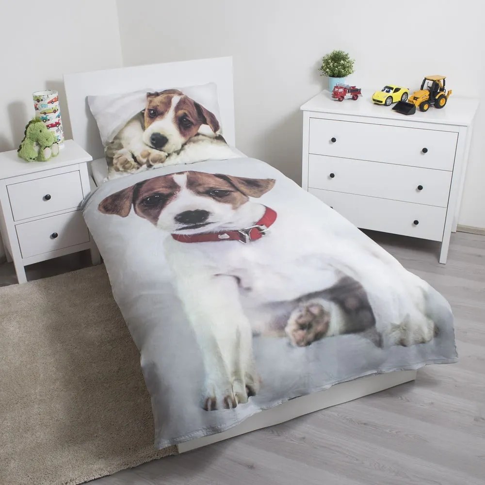 Szara bawełniana pościel dziecięca jednoosobowa 140x200 cm Dog – Jerry Fabrics