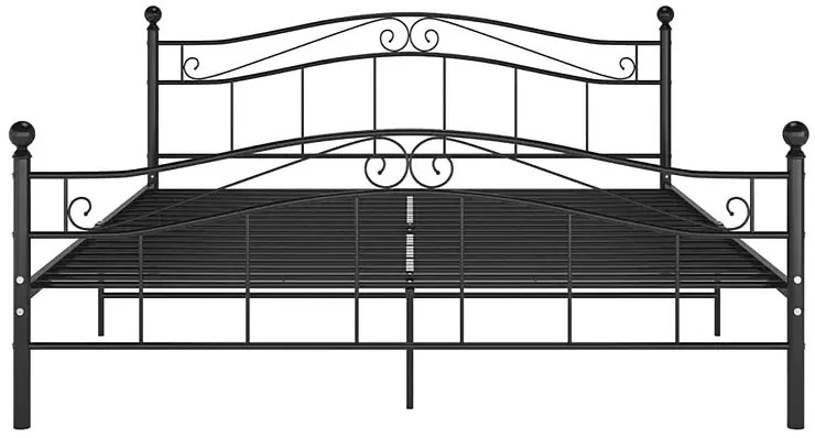 Czarne łóżko metalowe z zagłówkiem 180x200 cm - Zaxter