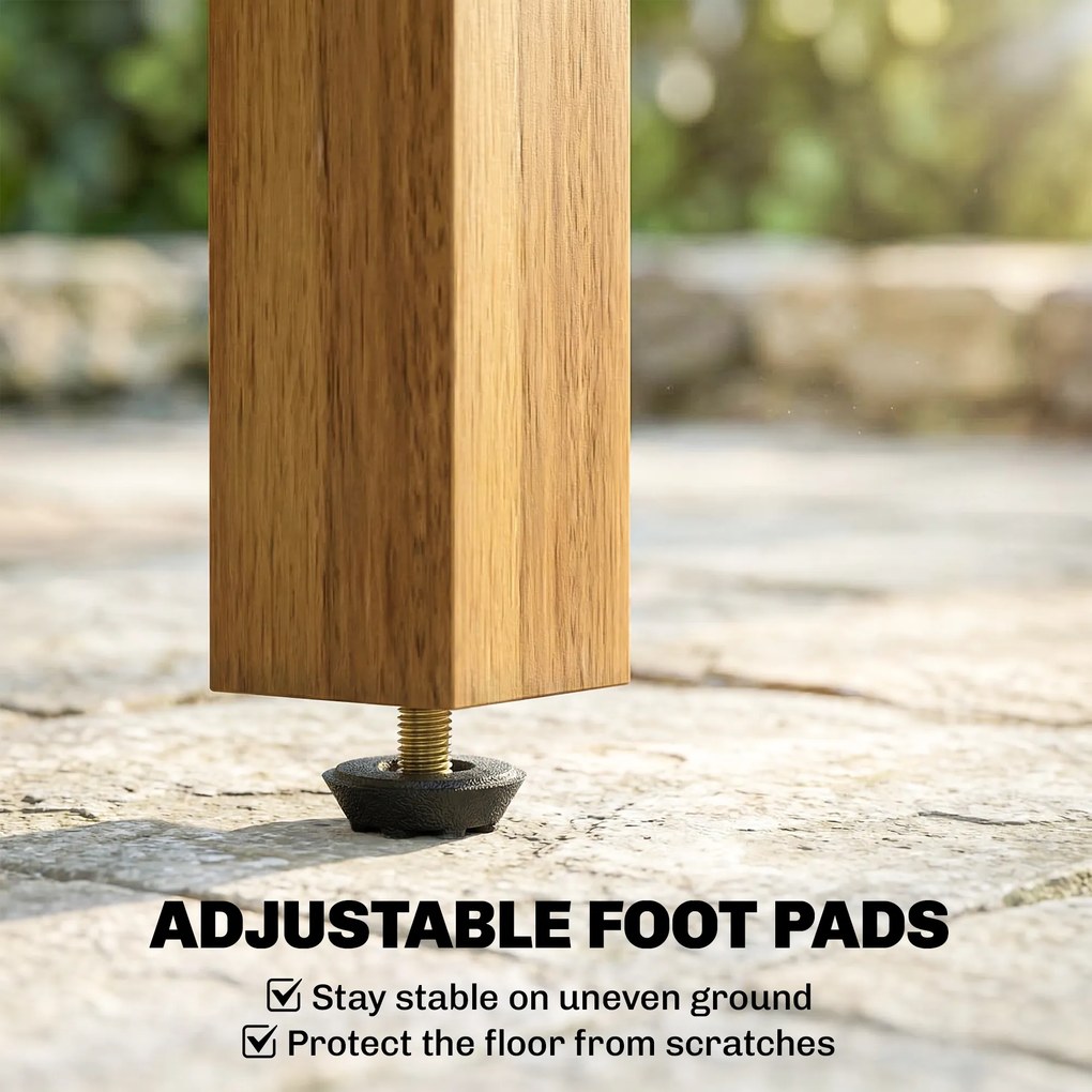 Outsunny Stolik balkonowy 48 x 48 cm, odporny na warunki pogodowe, z lamelami, regulowanymi nóżkami, kwadratowy | Aosom PL