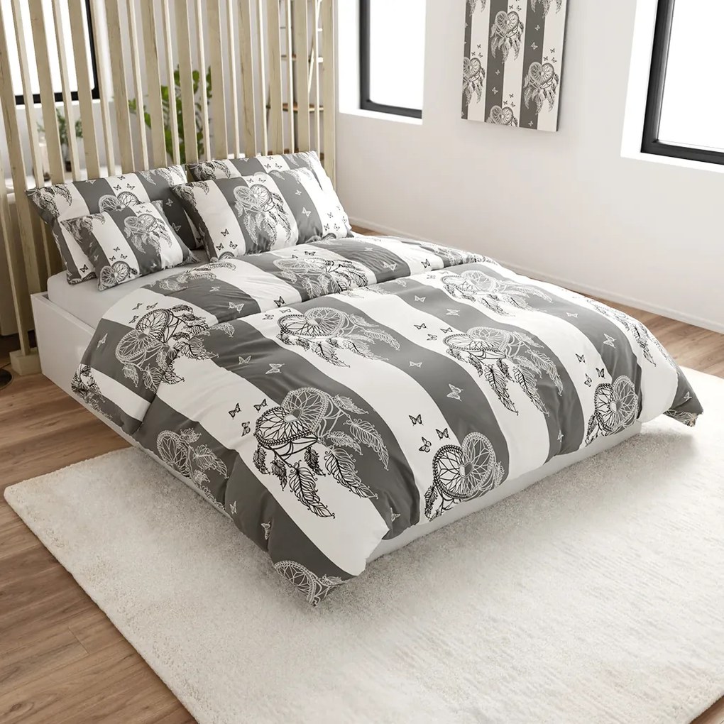 PrzytulneMieszkanie.pl PrzytulneMieszkanie.pl Bawełniana pościel TIRLAN szaro-biała Rozmiar pościeli: 2 szt 70 x 90 cm | 200 x 220 cm