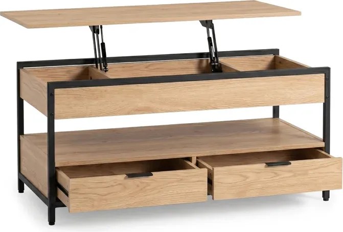 Ławostół Rozkładany LUCA 100 cm Dąb/Czarny Loft - Stół i Ława do Salonu