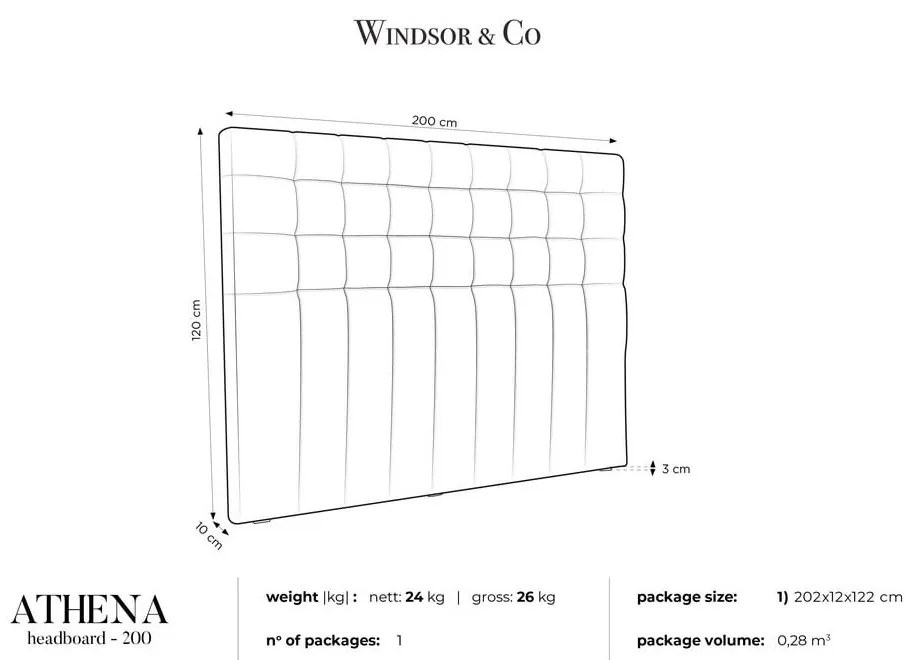 Butelkowozielony zagłówek z aksamitnym obiciem Windsor &amp; Co Sofas Athena, 200x120 cm