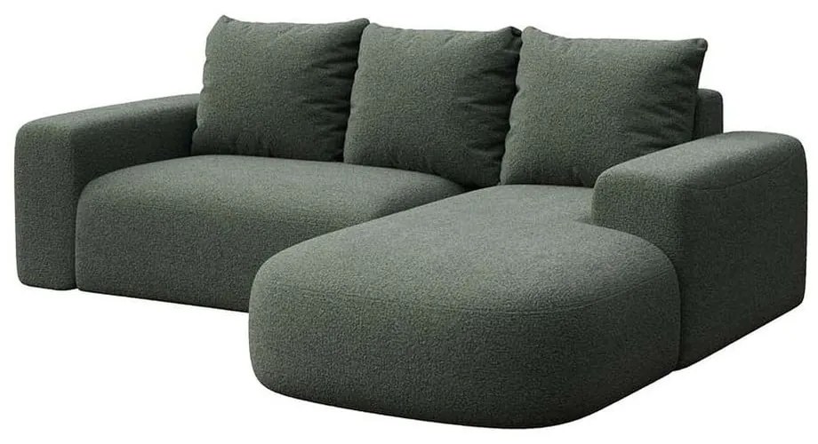 Zielony narożnik z materiału bouclé (prawostronny/z szezlongiem) Monce – Rodier