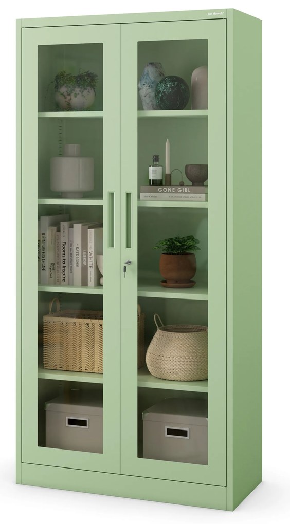 Szklana witryna AMELIA, 900 x 1850 x 400 mm, Fresh Style: pastelowy zielony