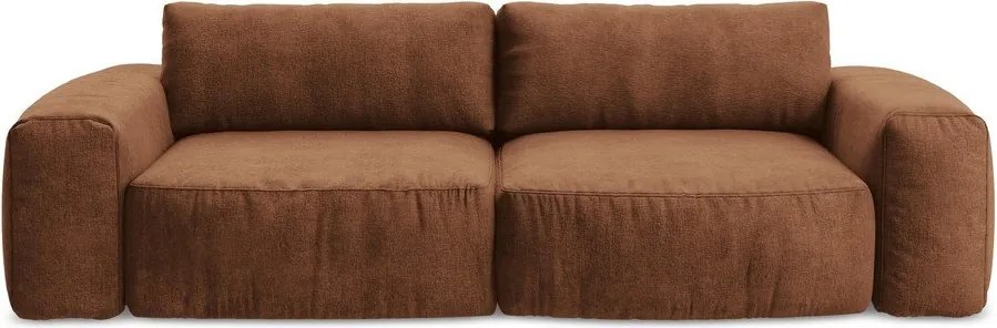 Rozkładana sofa z tkaniny szenilowej w kolorze terakoty 275 cm Kuki – Makamii