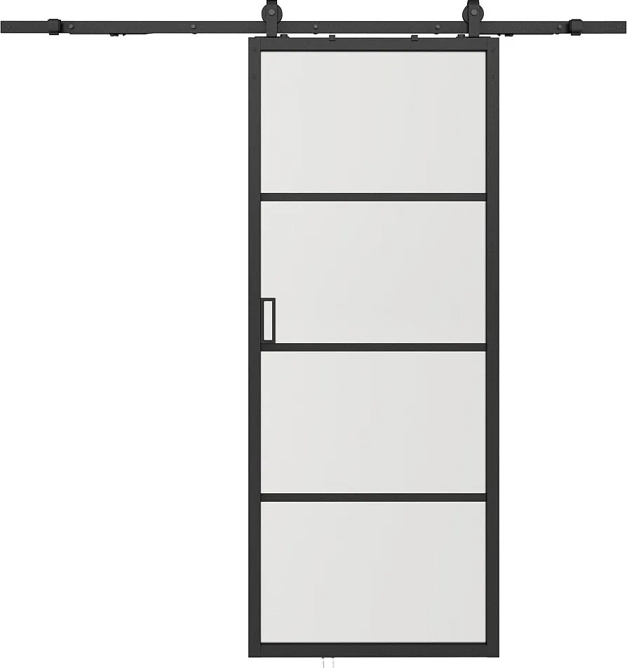 Drzwi przesuwne naścienne - aluminium i przezroczyste szkło hartowane - wys. 205 x szer. 63 cm - SINCA II