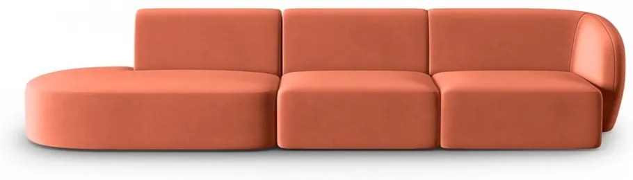 Różowa aksamitna sofa prawostronna 311 cm Paolo – Milo Casa