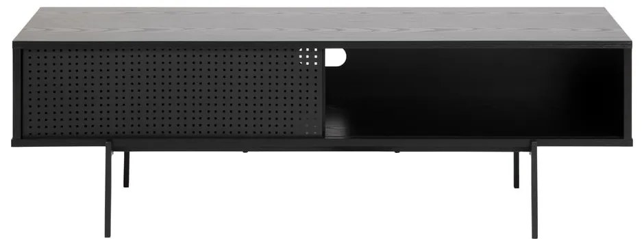 Czarna szafka pod TV w dekorze jesionu 140x45 cm Angus – Actona