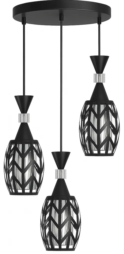 Lampa sufitowa metalowa loft klosz wisząca AT12-3SZ-Czarna