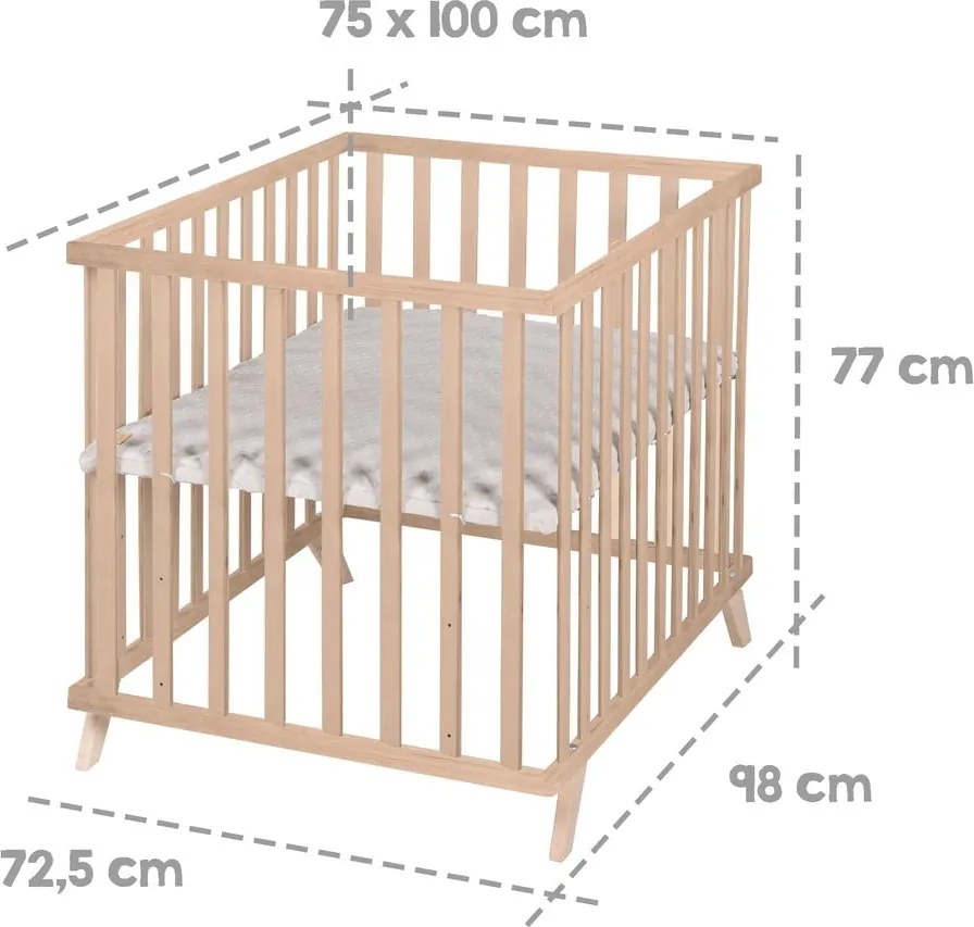 Kojec dla dzieci z litego drewna bukowego z regulowaną wysokością w naturalnym kolorze 75x100 cm Lil Planet – Roba