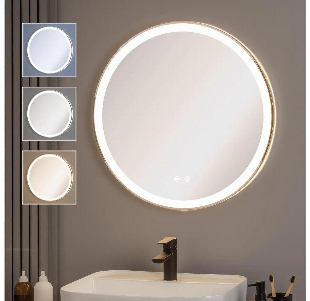 Brilagi-LED ściemnialne, podgrzewane lustro z podświetleniem ALU PRO LED/18W/230V średnica 60 cm IP44 chrom błyszczący