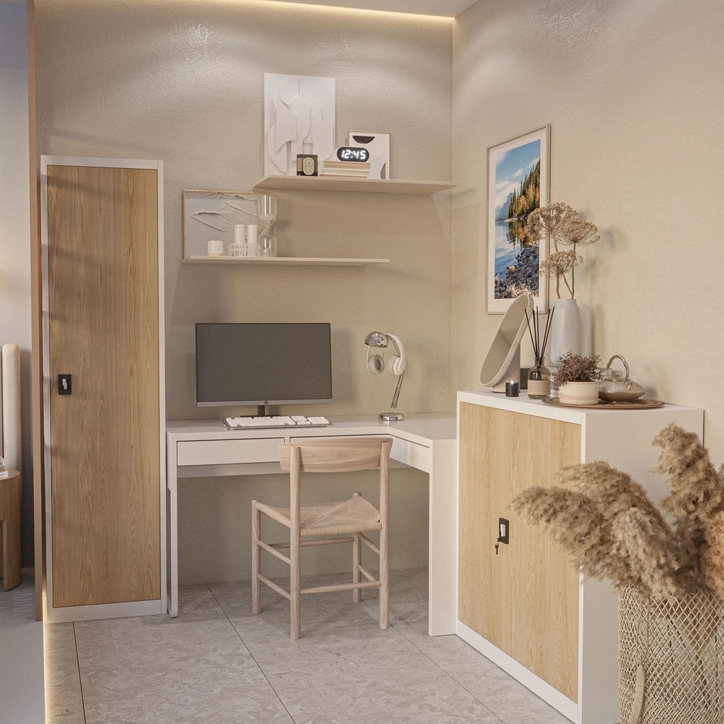 Szafka biurowa Eco Design Beata 90x40x93 cm biały/dąb sonoma