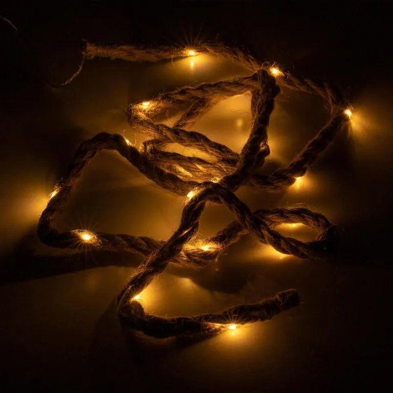 Ozdobna lina z oświetleniem LED, 25 LED, ciepła biel