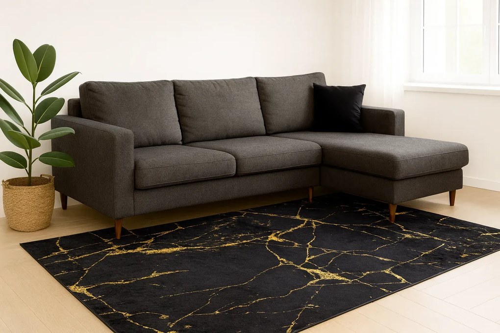 Granatowo-złoty dywan w stylu glamour do salonu F2-W07
