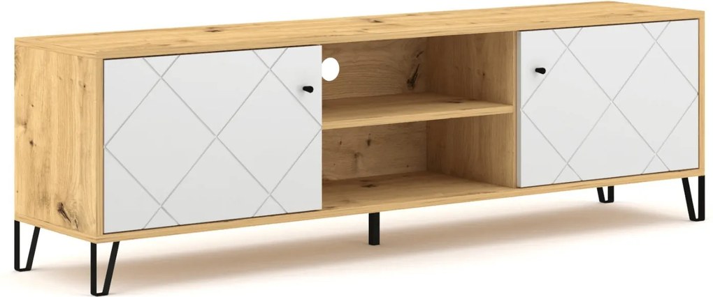 Szafka RTV do Salonu BACARDI 183 cm Dąb Artisan/Biały Nowoczesna