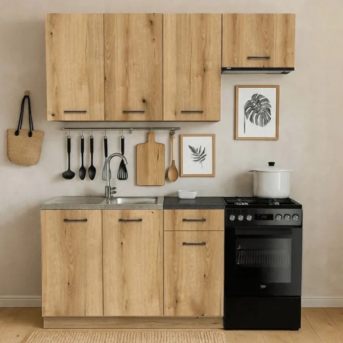 Zestaw Mebli Kuchennych MODERN 170 cm Dąb Evoke Loftowy