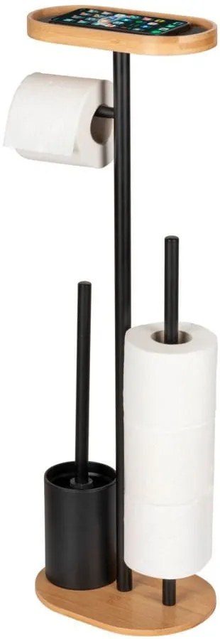 Stojak na papier toaletowy i szczotkę WC z półką na telefon RIVALTA, 4w1