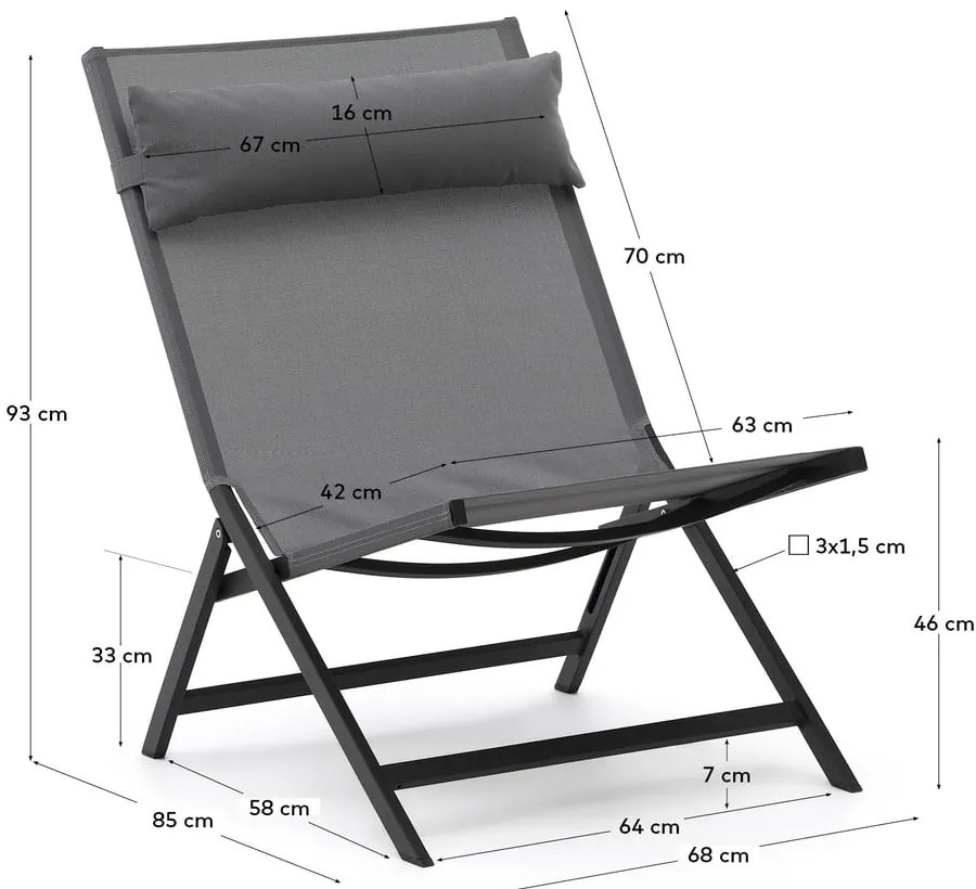 Szary metalowy fotel ogrodowy Canutells – Kave Home