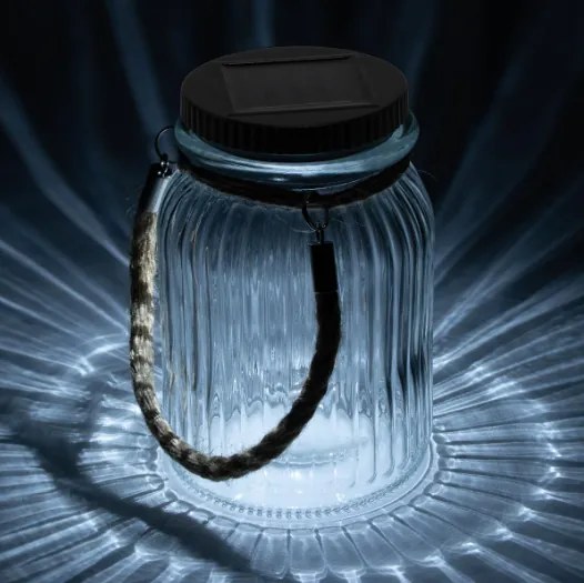 Szklana lampa solarna LED na balkon i taras, 15,5 cm