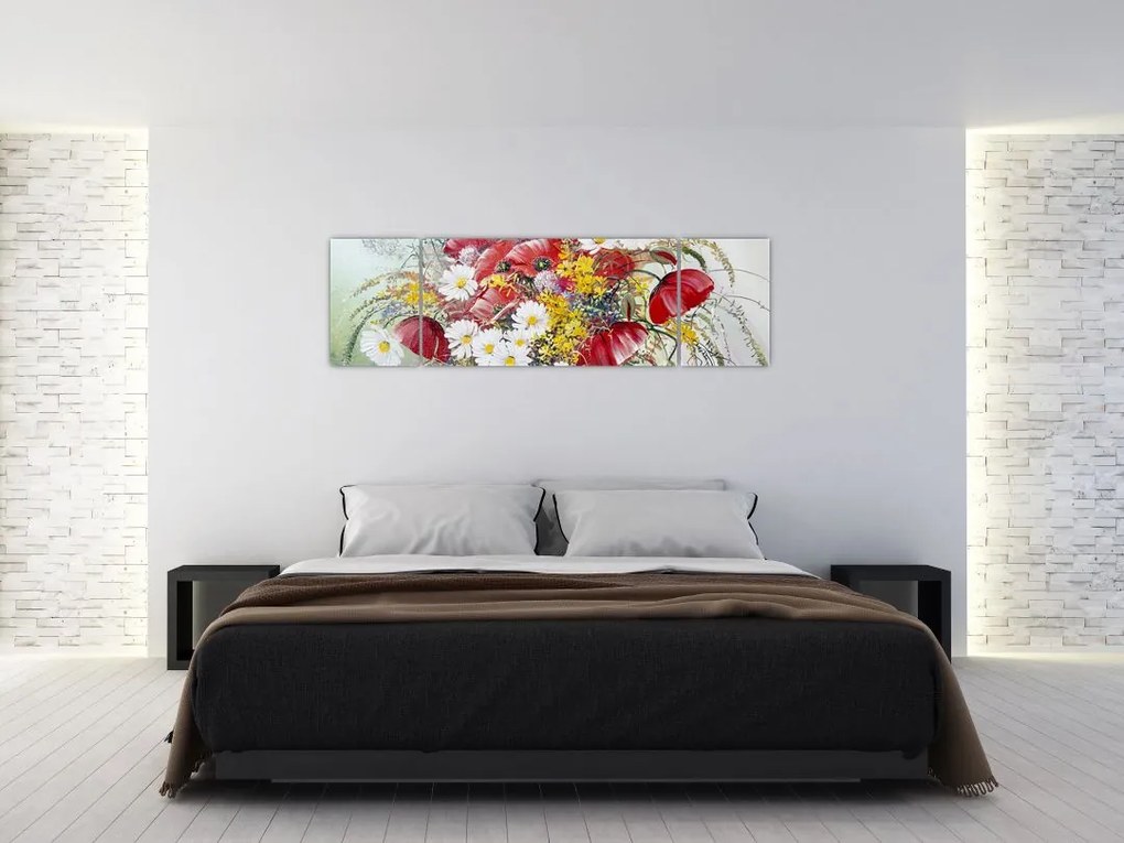 Obraz wazonu z dzikimi kwiatami (170x50 cm)