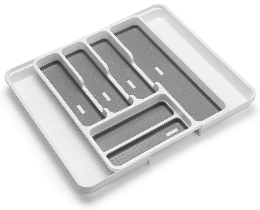 Biały/szary plastikowy organizer na sztućce do szuflady 58,5 x 41,5 cm – Addis