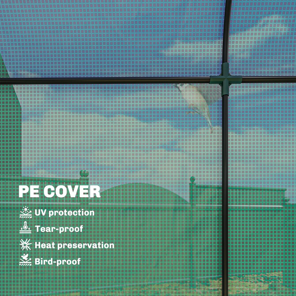 Outsunny Szklarnia Pomidorowa Foliowa z Drzwiami Rolowanymi i Oknami z Siatką 170 x 68 x 200 cm Zielona | Aosom PL