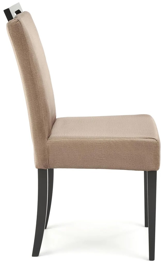 Krzesło tapicerowane beżowe, czarny stelaż, klasyczne, drewniane, CLARION 2 MONOLITH 09