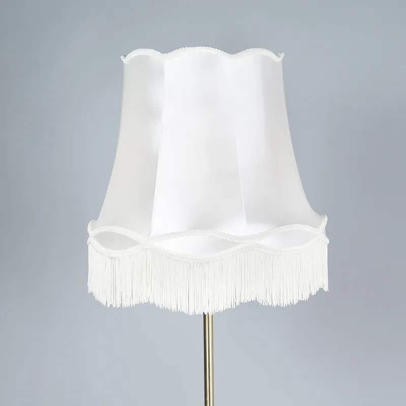 Retro lampa podłogowa mosiądz z kloszem babcinym beżowym 45 cm - Kaso Retro Oswietlenie wewnetrzne