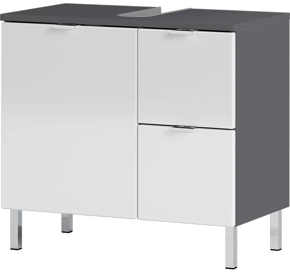 Biało-szara szafka pod umywalkę Germania Mauresa, szer. 60 cm