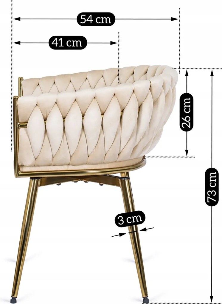 Krzesło Tapicerowane Obrotowe do Jadalni RUBI Kremowe Welurowe do Toaletki Nowoczesne Glamour